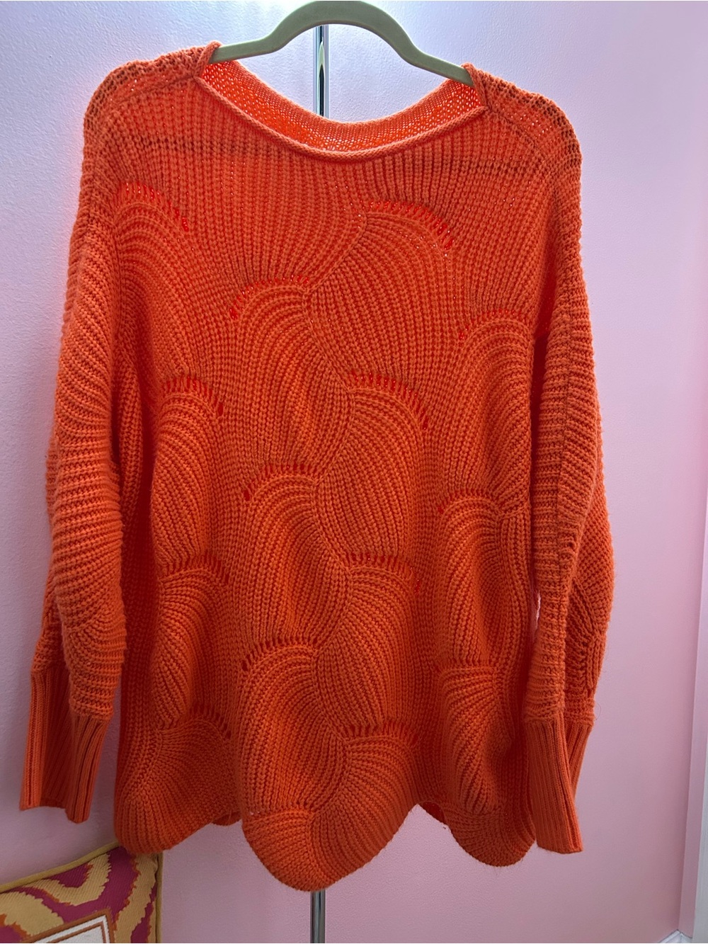 Orange Women's Knit Sweater - Relaxed Crewneck